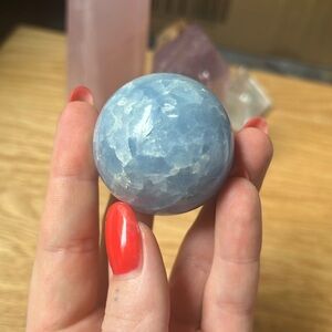 Blue calcite sphere (mid grade) crystal